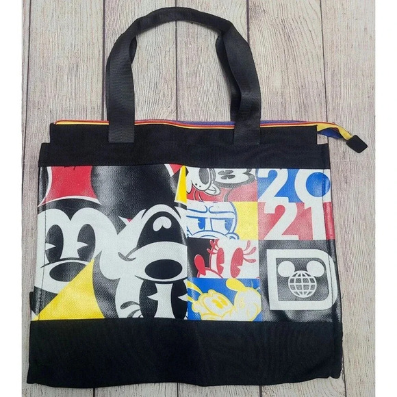 Disney Store Parks Mickey Mouse Double Strap Tote Bag Black Red Blue One Size - Picture 1 of 8